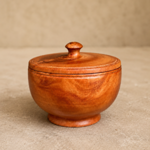 E77863AB-36ED-408F-9CB5-6336CEB2C4D7 Handcrafted Wooden Furu (Curd Serving Bowl with Lid)