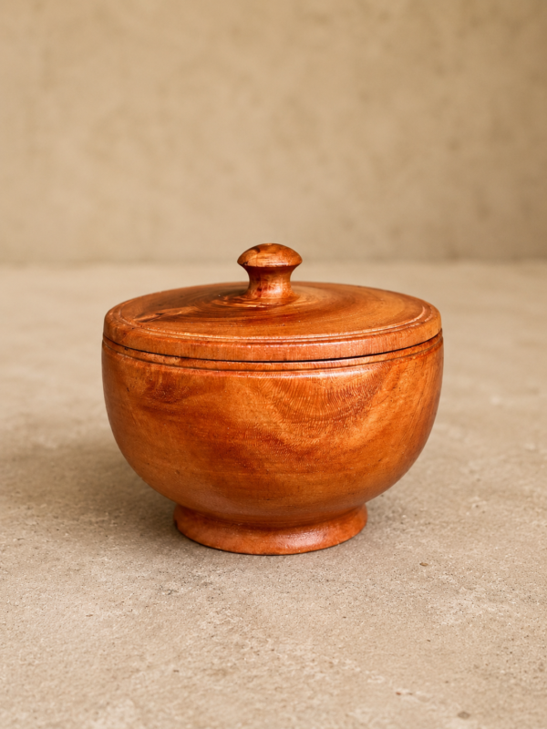 Handcrafted Wooden Furu (Curd Serving Bowl with Lid)