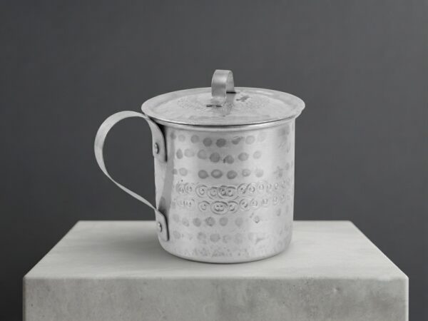 IMG_1451 Handmade Pure Aluminium Milk Mug with Lid | Traditional Kitchen Mug